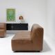 Modular leather sofa, manufactured by Durlet, Belgium, 1970s.