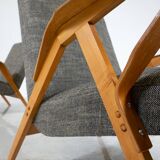 Mid-Century Modern Pair of Armchairs, 1950s, Czech Republic (New Ulphostery)