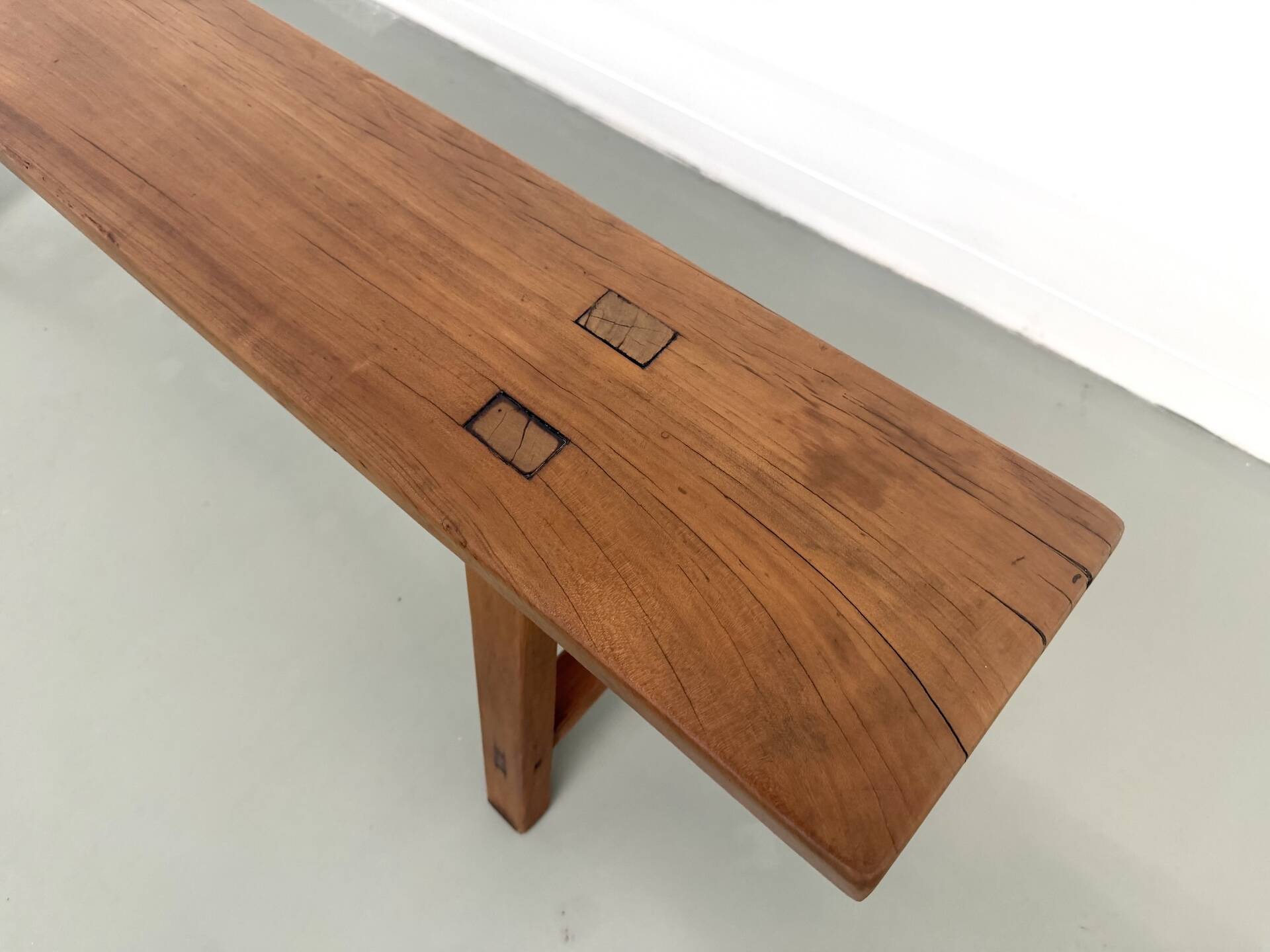 Restored solid walnut bench — 1950s