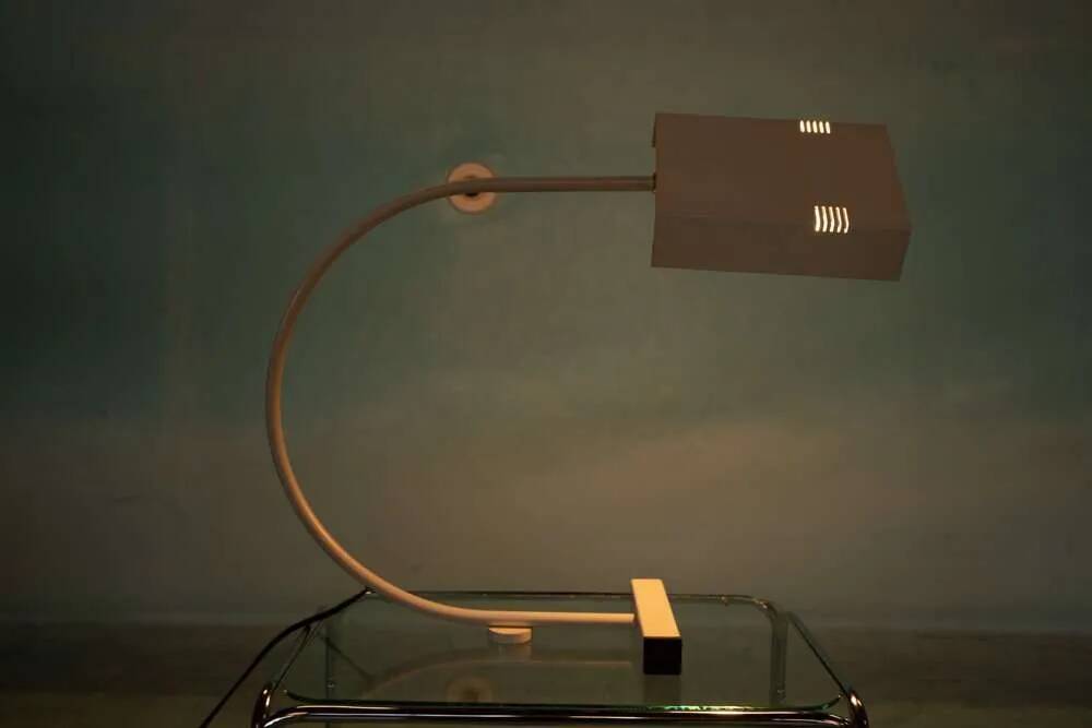 Vintage arc table lamp, 60s/70s Memphis desk lamp.