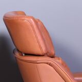 Leather and rosewood chairs and Ottoman by Werner Langenfled Denmark 1960s