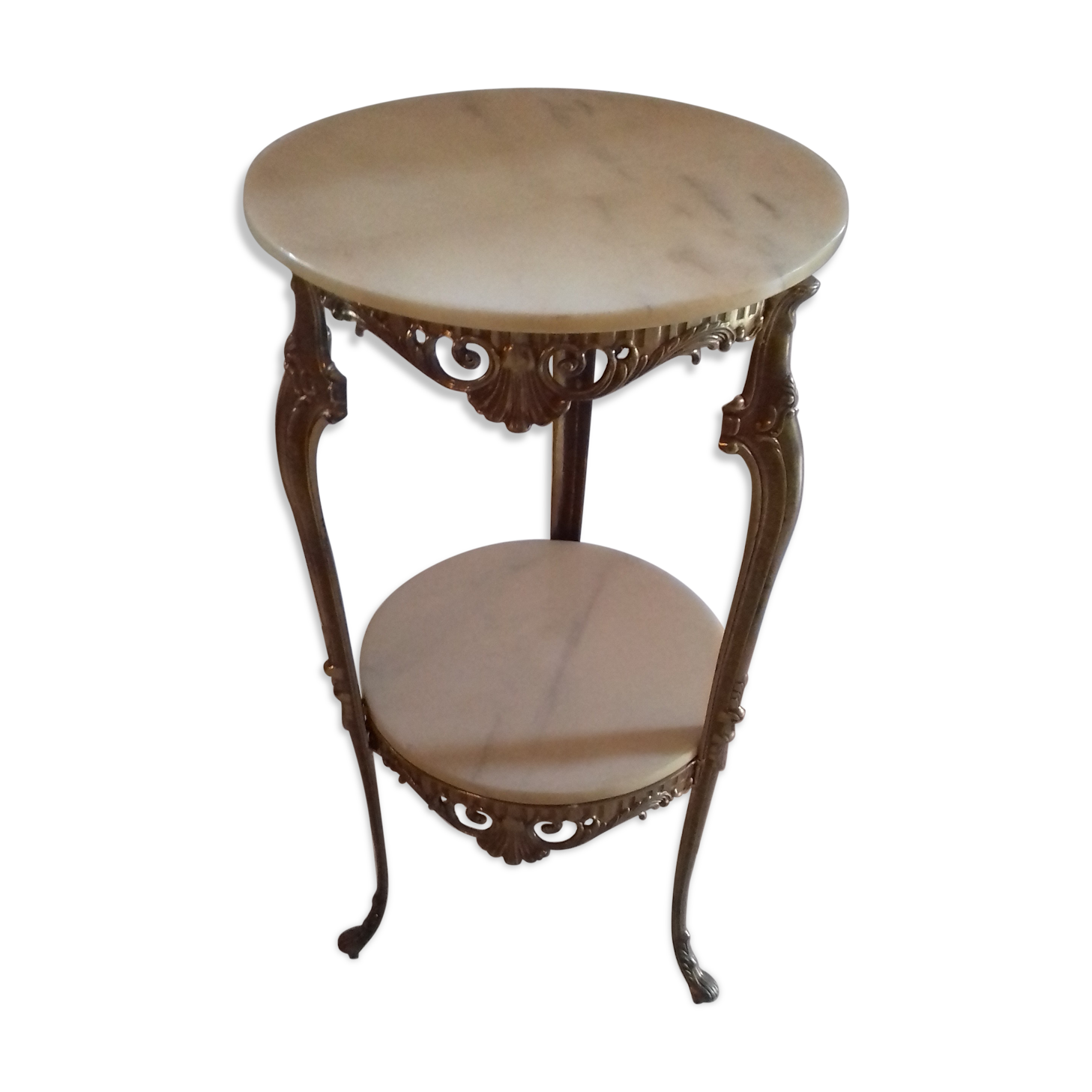 End table marble double trap