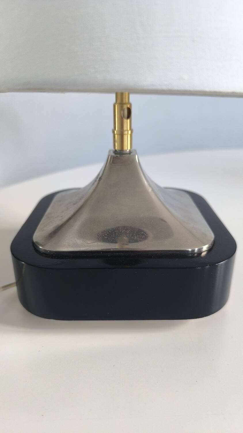 Silver-plated metal table lamp by Jean Curti, 1970