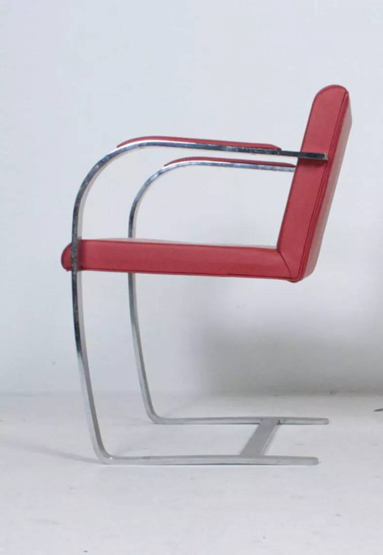 Brno armchair in red leather – attributed to Mies van der Rohe for Knoll International