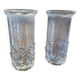 Pair of thick pressed glass art deco vases