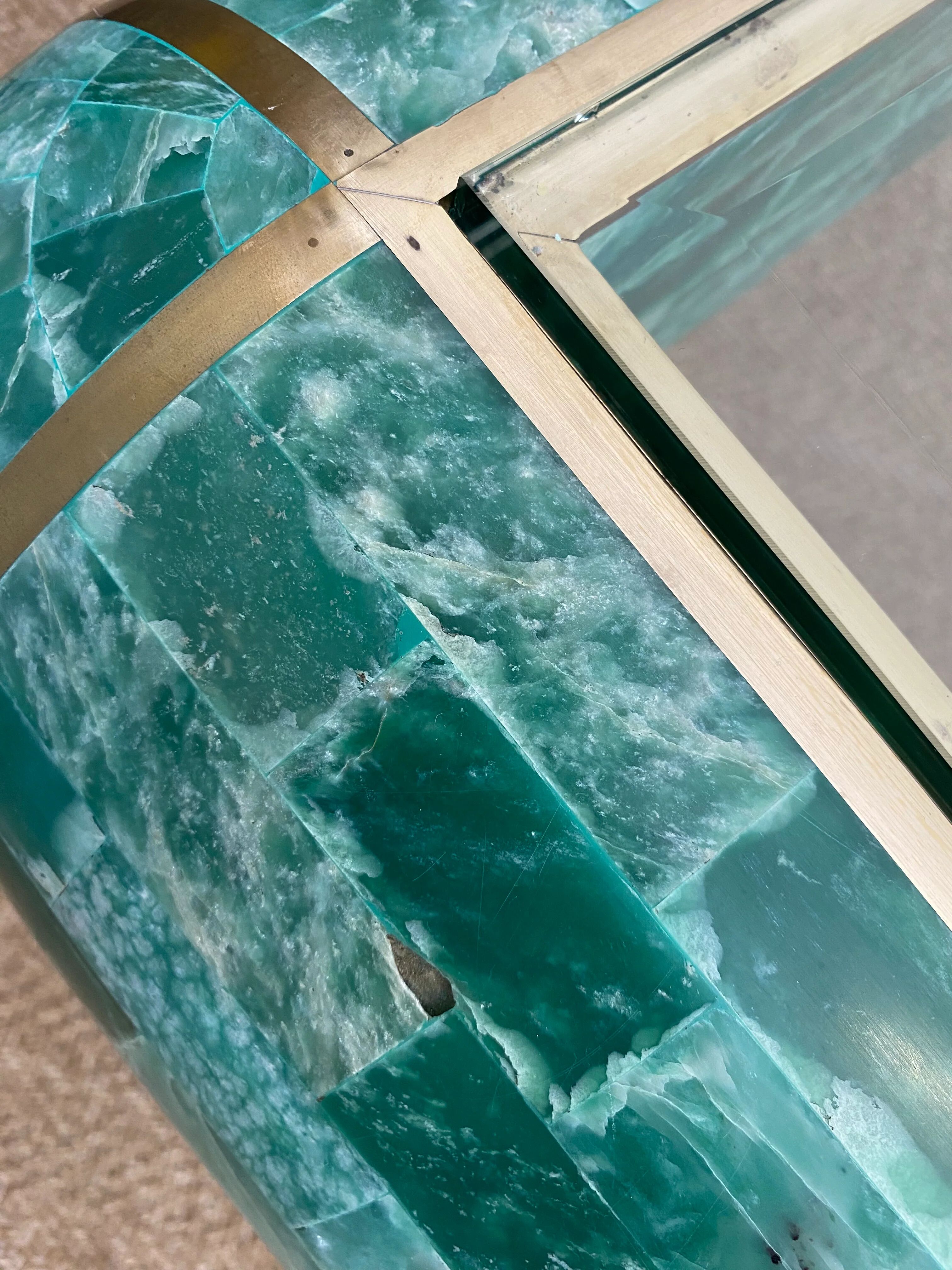 Coffee table in tessellated marble by Casa Bique 1970s Hollywood Regency (Karl Springer style)