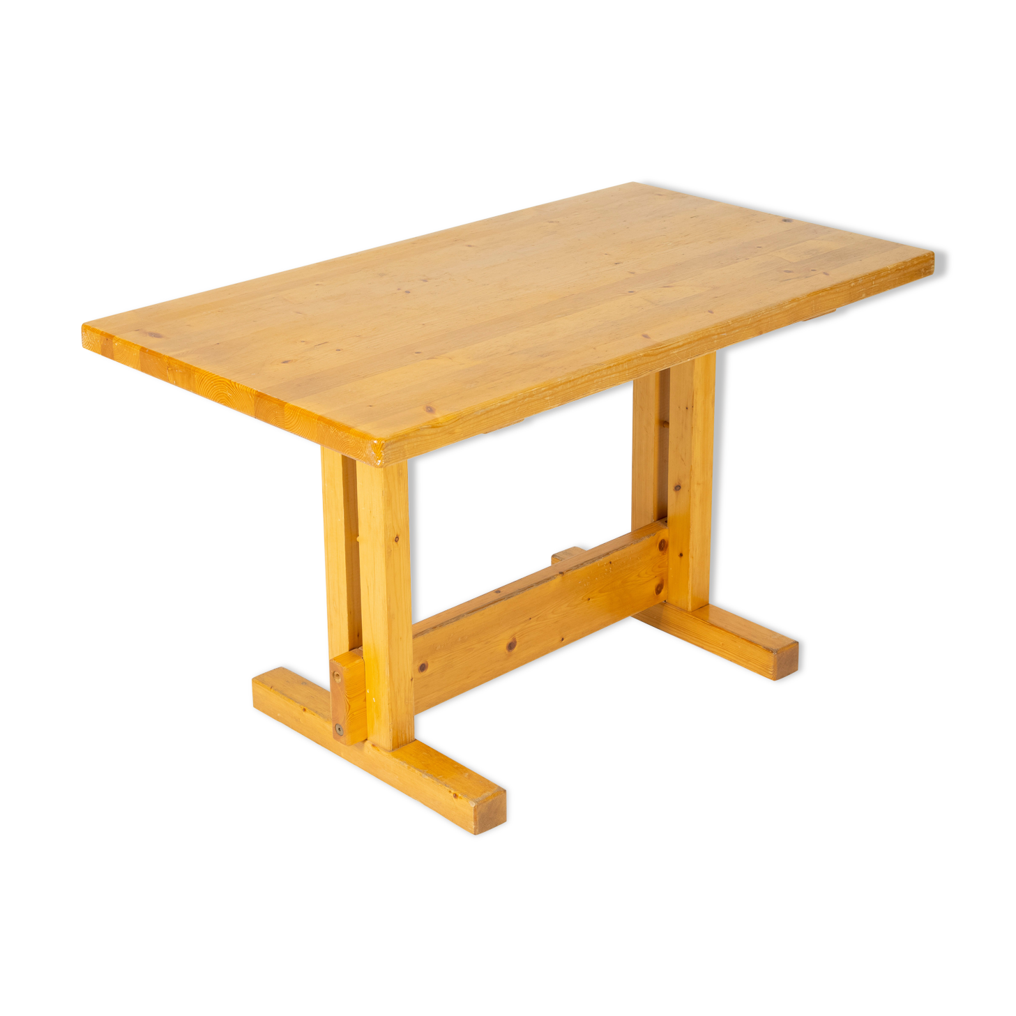 Solid pine table by Charlotte Perriand for Les Arcs, 1970s