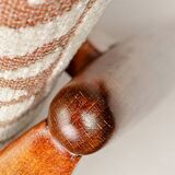 Mid-century modern armchair in coral red jacquard by E. Homa