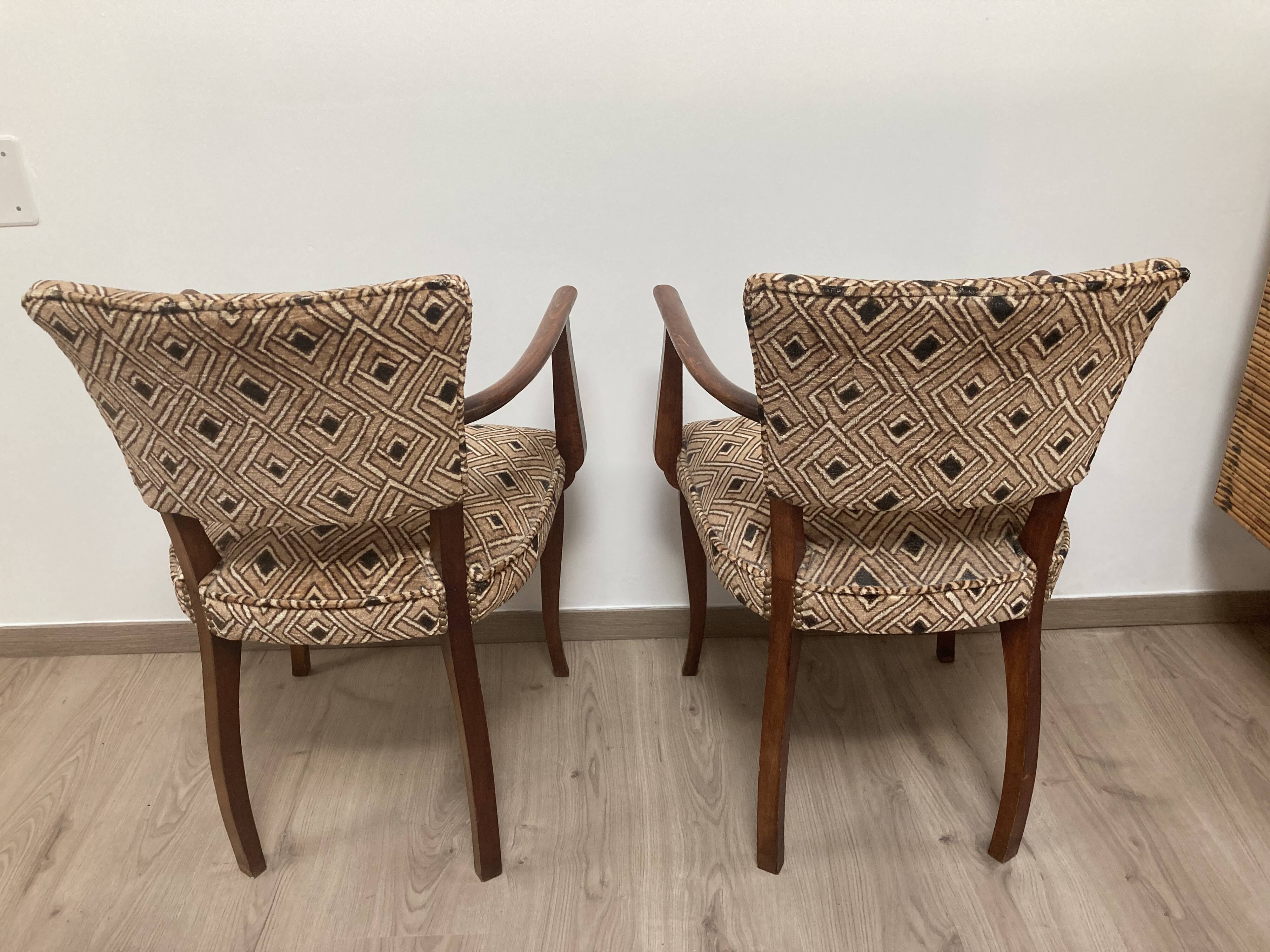 Pair of armchairs bridge in teak circa 1970 vintage
