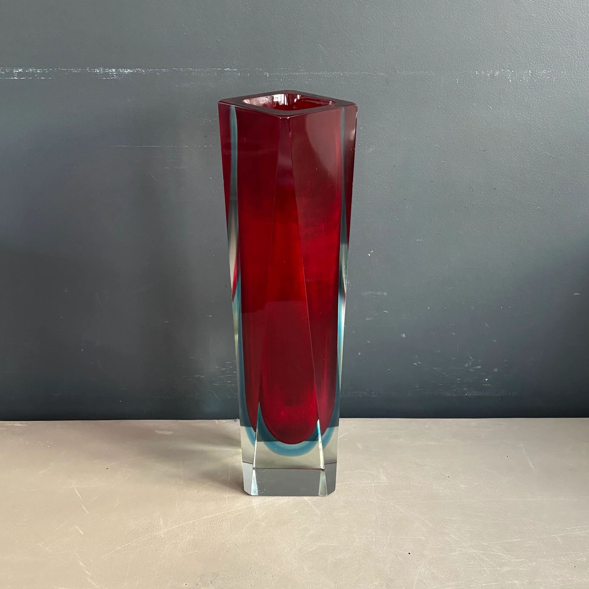 Murano vase sommerso large model red and blue - Mandruzzato - 1970s