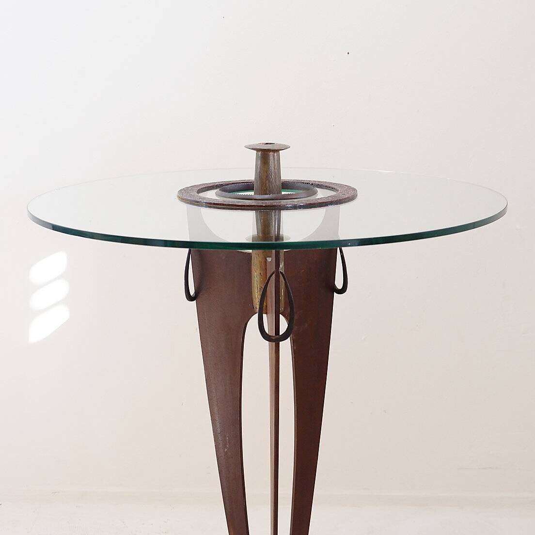 Vincent wegnez sculptural bronze and glass console table - belgium 20th