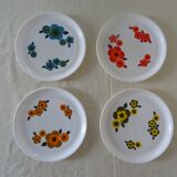 4 plates dessert flowers Arcopal lotus