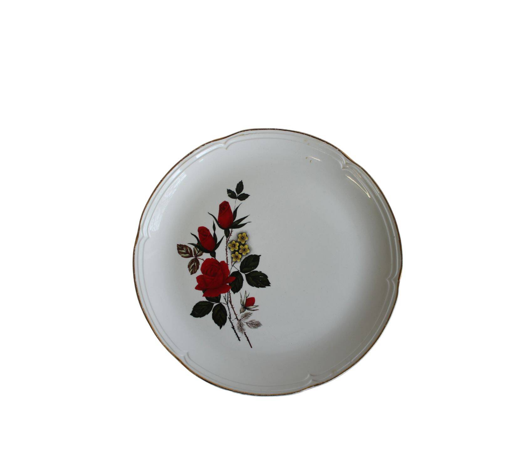 Plate with red roses Moulin des Loups