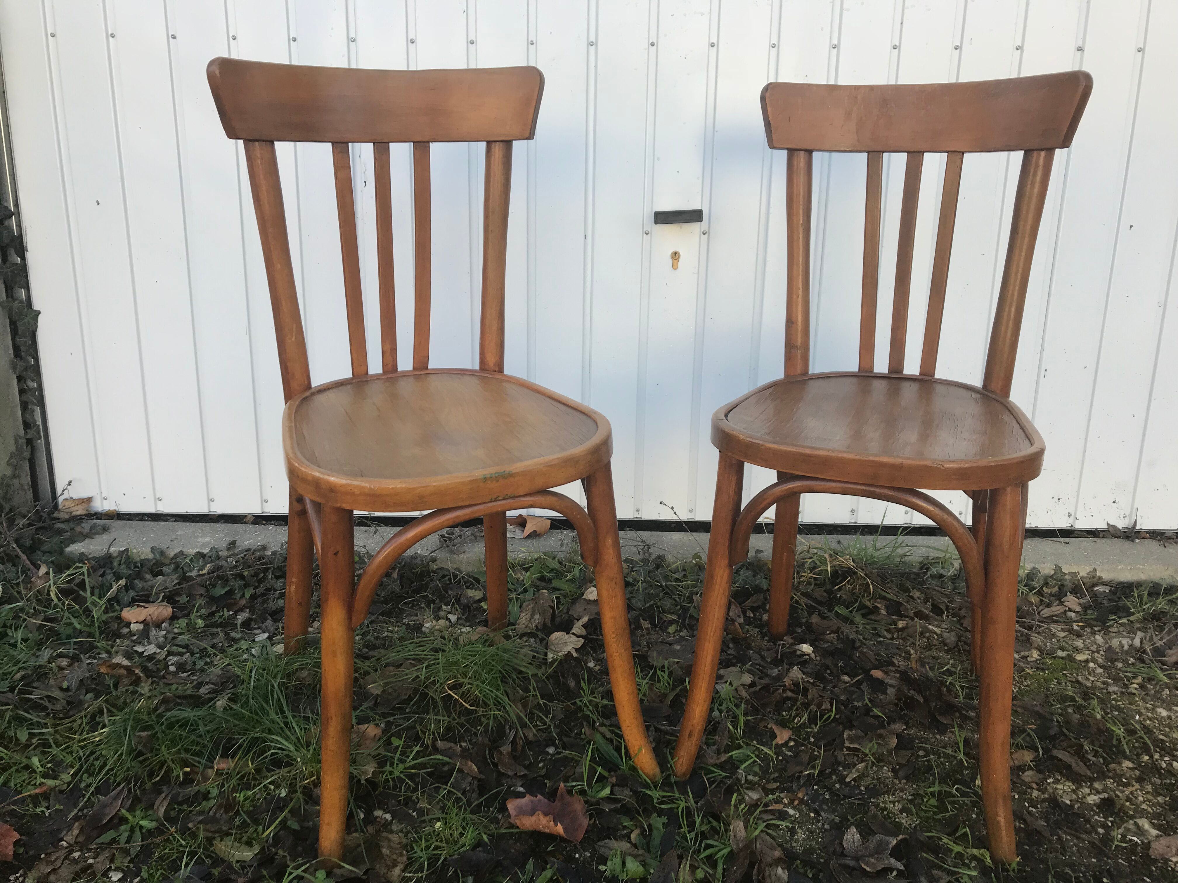 Pair of chairs bistro old vintage wood