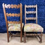 Pair of Renaissance Style Walnut Chairs with Sloping Backs