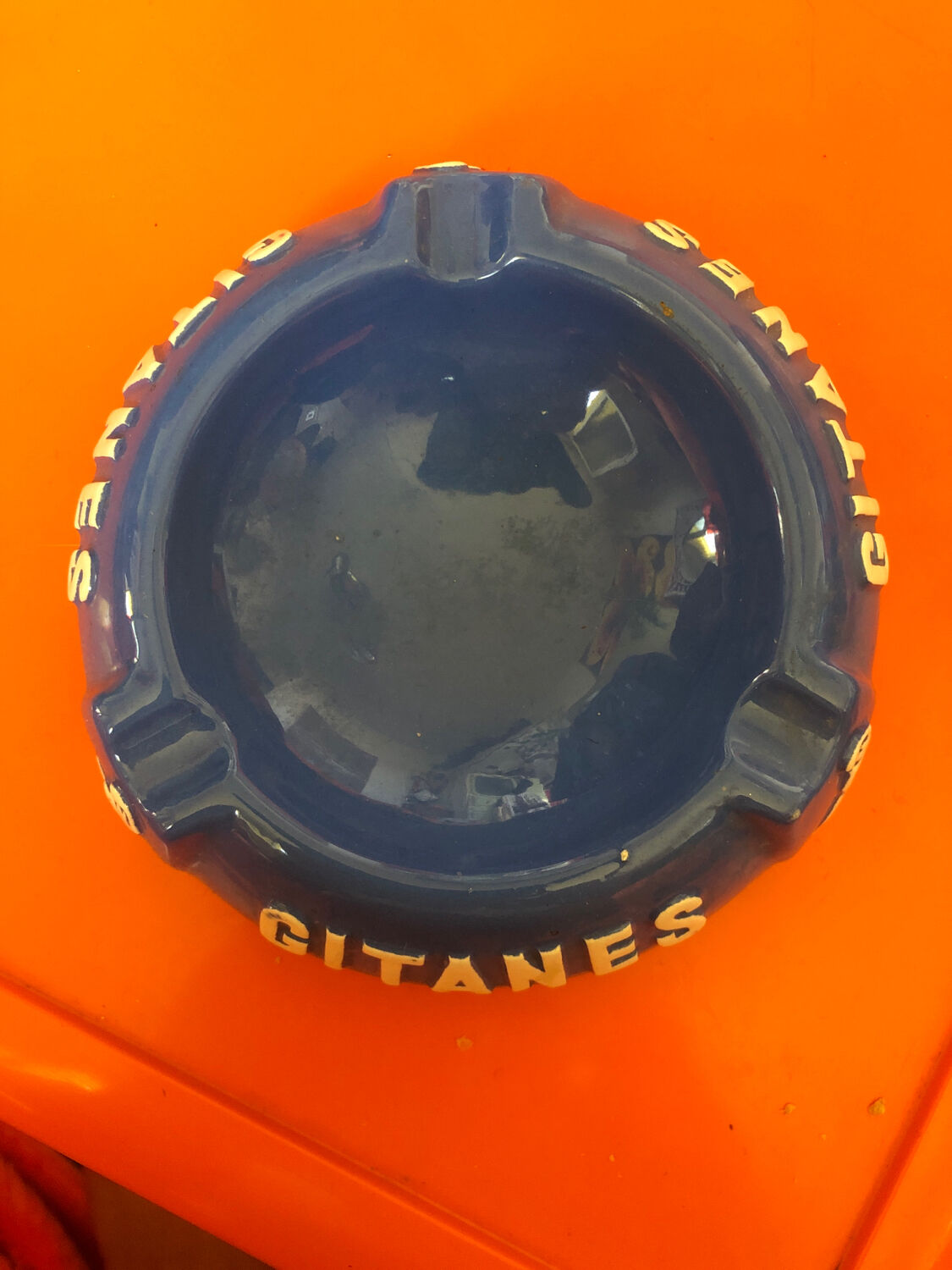 Longchamp France blue gypsy ashtray