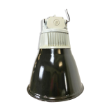 Black enamel industrial pendant light, 1960