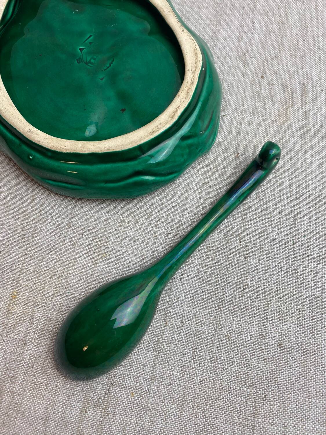 Vallauris ceramic dish and spoon