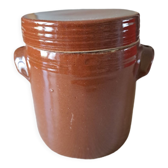 Varnished stoneware pot with lid