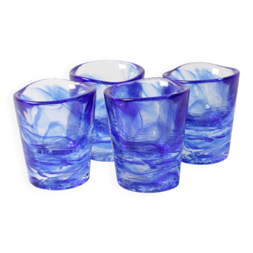4 Kosta Boda Blue Shot Glasses 'Mine' by Ulrica Hydman Vallien