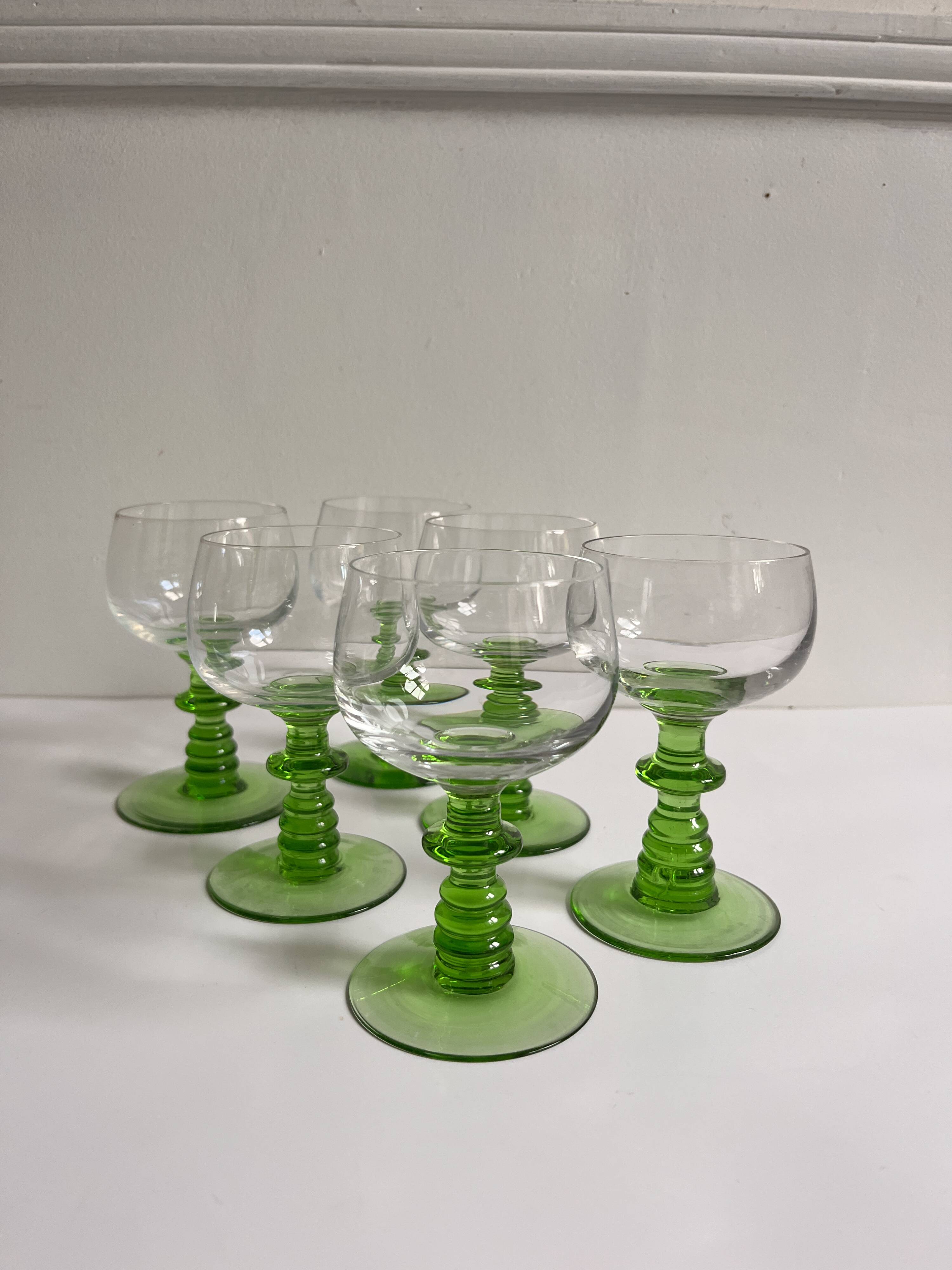 Green footed wine glasses
