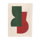 Painting and collage on paper - abstract painting B 233 signed Eawy