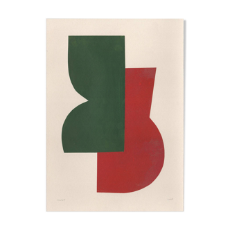Painting and collage on paper - abstract painting B 233 signed Eawy