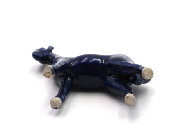Chevaux du bonheur en porcelaine bleue, années 70