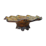 Coupe en verre émaillé décor médiéval 1900