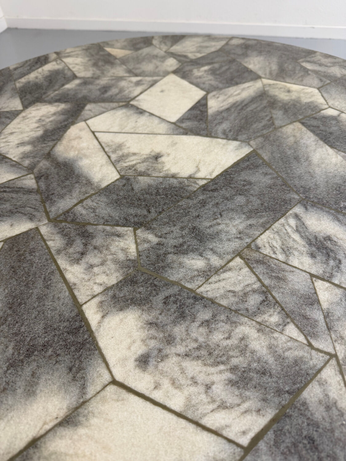 Antique stone and metal coffee table, vintage 70s design