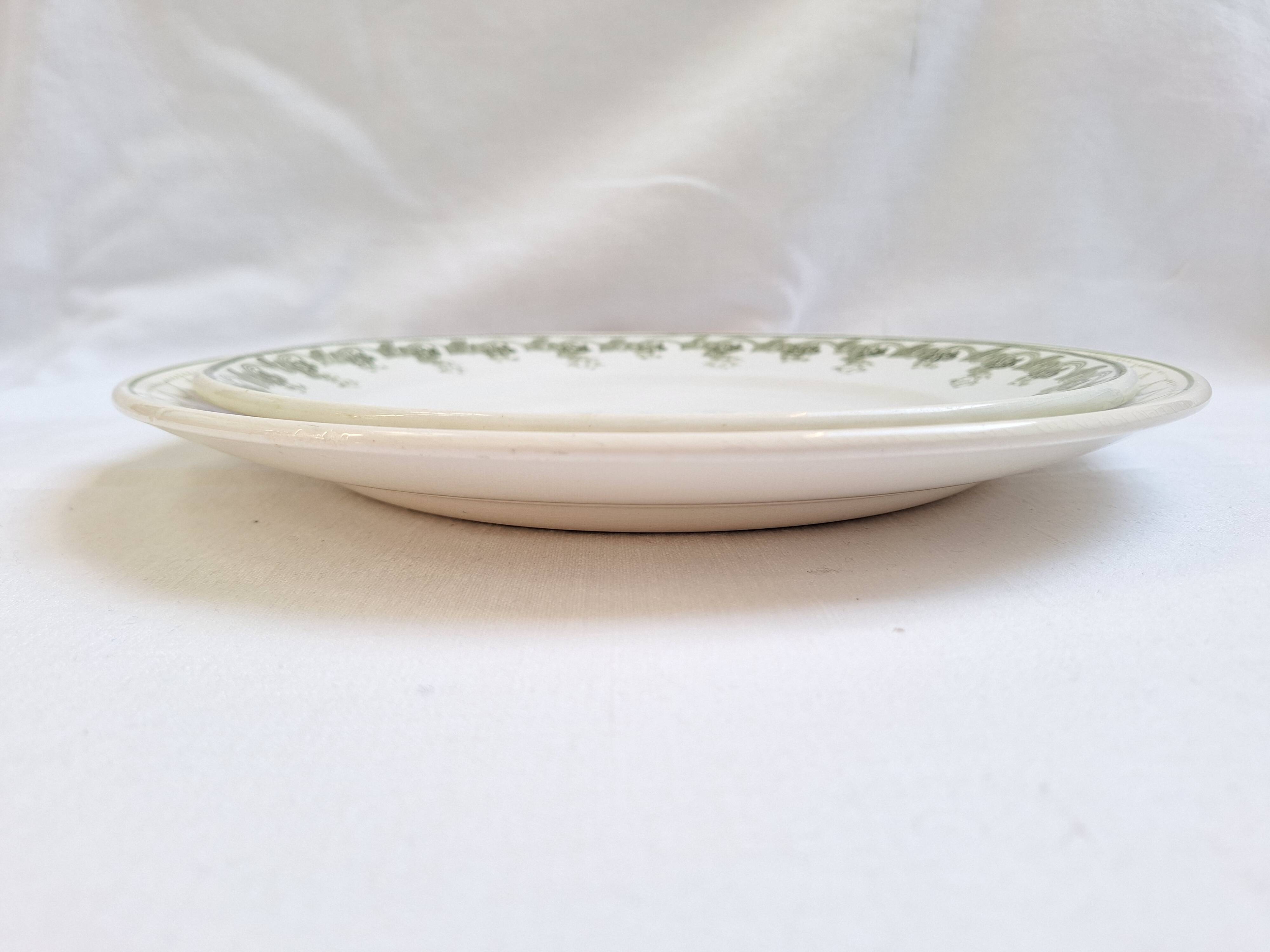 Longwy and Moulin des Loups Violetta round green platter