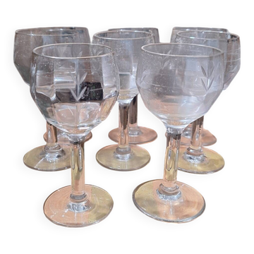 Ensemble de 8 verres vintage anciens apéritif à gouttes de bistrot mar