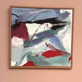 Original Swedish Oil On Canvas – Abstract Composition By Lars Sjögren – Vintage & Framed – 38 × 40 Cm (15.0" × 15.7")