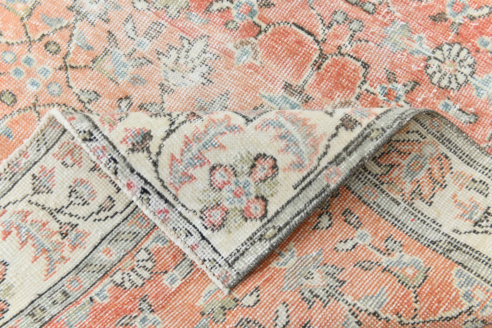 Red & Orange Floral Pattern Persian Rug, 119x200Cm