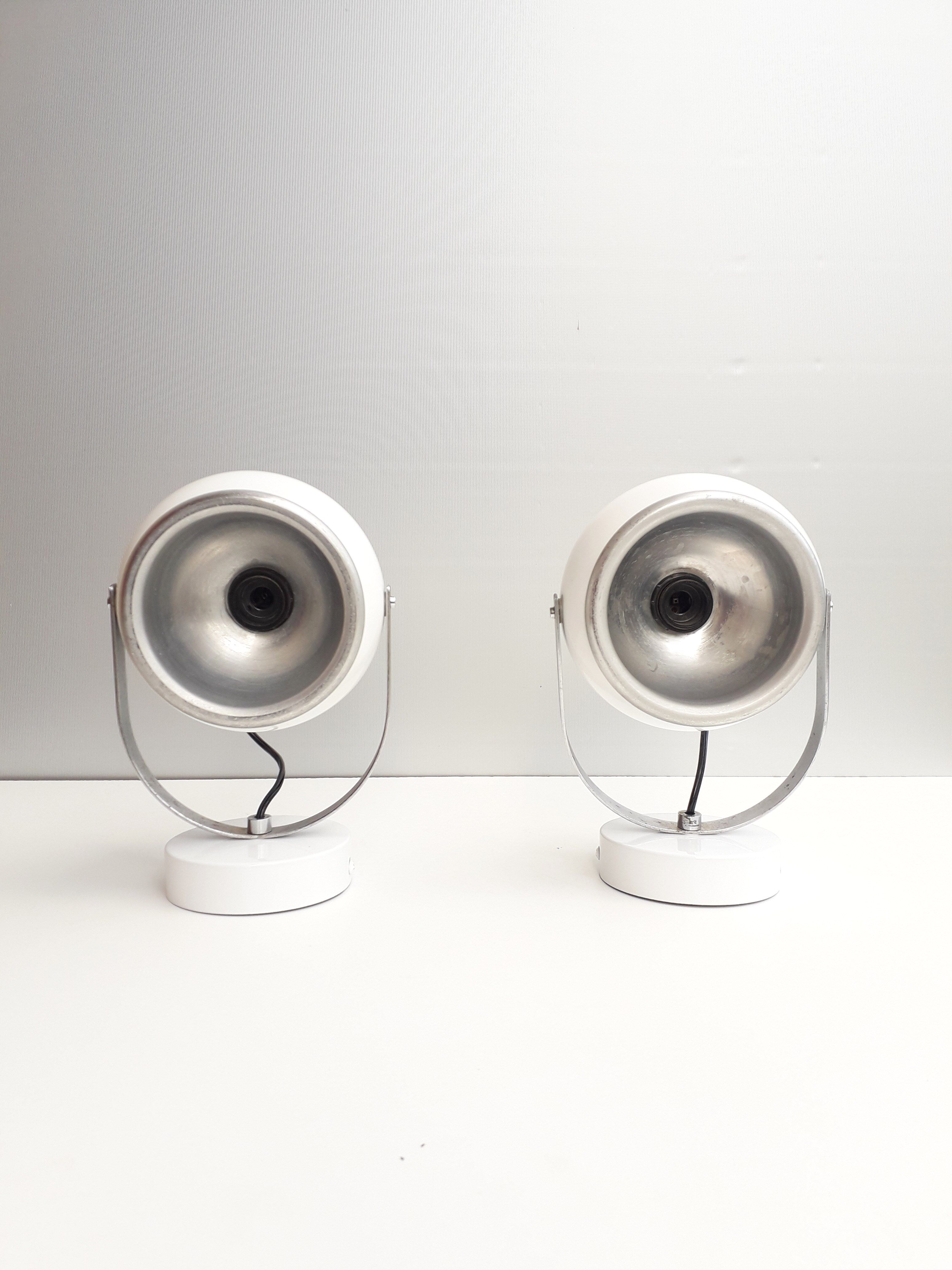 Pair of wall lights eyeball - lacquered white -1970