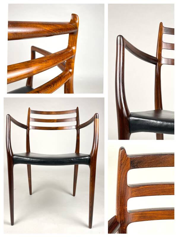 Danish Modern roosewood and leather Mod. 62 Niels Møller chair, 1962