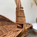 Large old woven wicker log basket