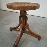 Sgabello da Pianoforte in Faggio Curvato e Paglia di Vienna