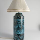 Black and Turquoise Ceramic Table Lamp by Avino Bagni, Italy, 1960s