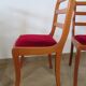 Solid cherry wood chairs and red velvet seat - Set of 4 - Louis Philippe style