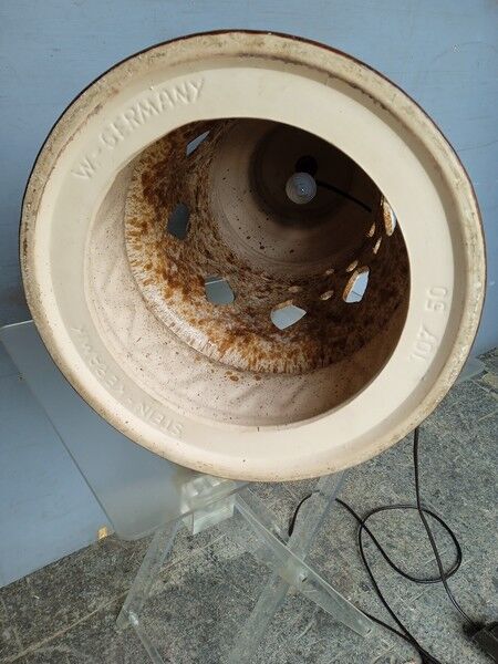 Large foot of openwork ceramic lamp ep 1960