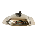 Silver metal butter dish