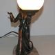 Art deco lamp in regul and marble "woman holding a globe"