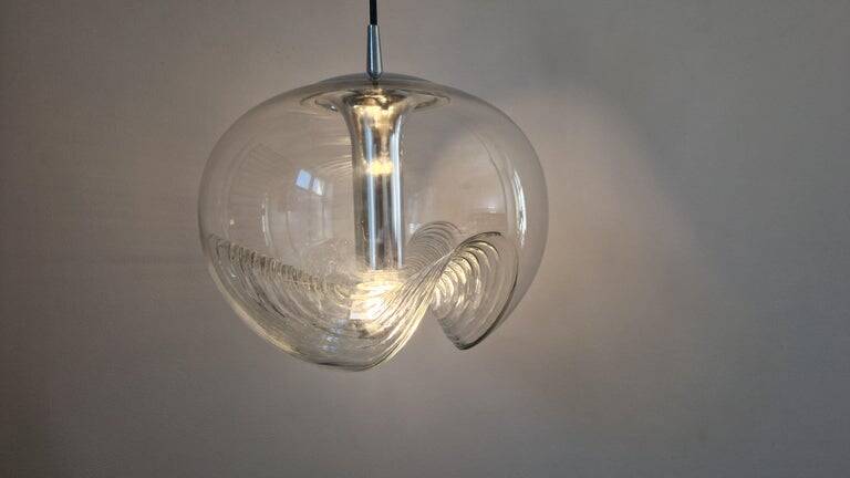 Midcentury Pendant "Wave" by Koch and Lowy for Peill & Putzler, 1960s