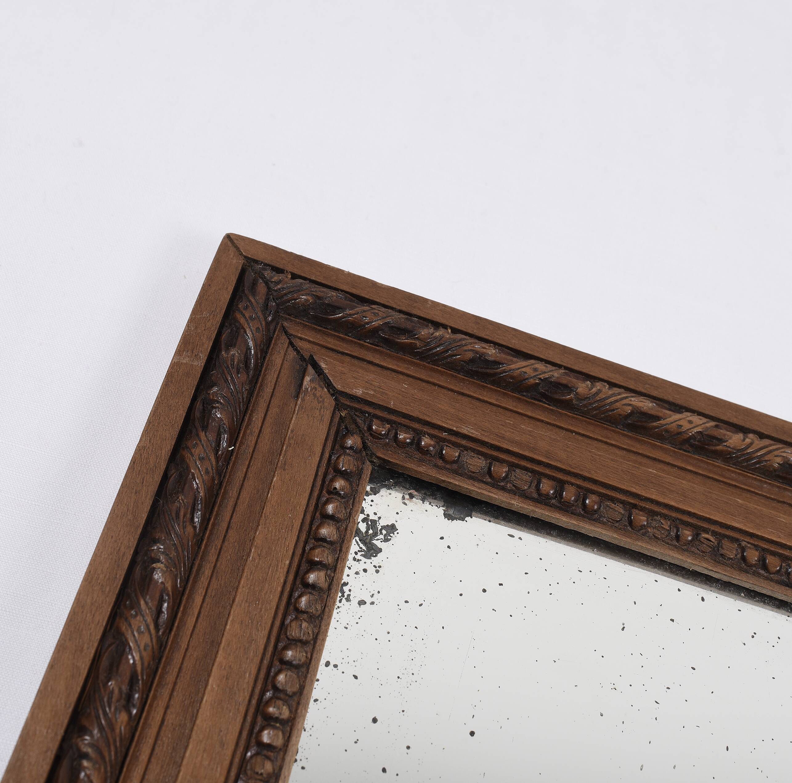 Large old mirror 65cm, carved wooden frame