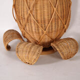 Paire d’ appliques « ananas » en rotin