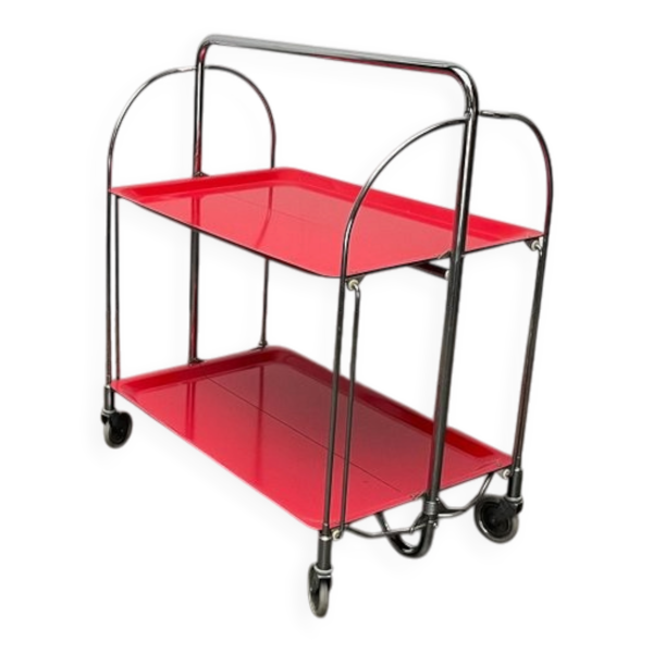 Chariot de service pliable vintage allemand, bar à maison ou table d'appoint, années 1970