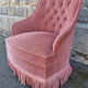 Old pink toad armchair, vintage, 40s / 50s