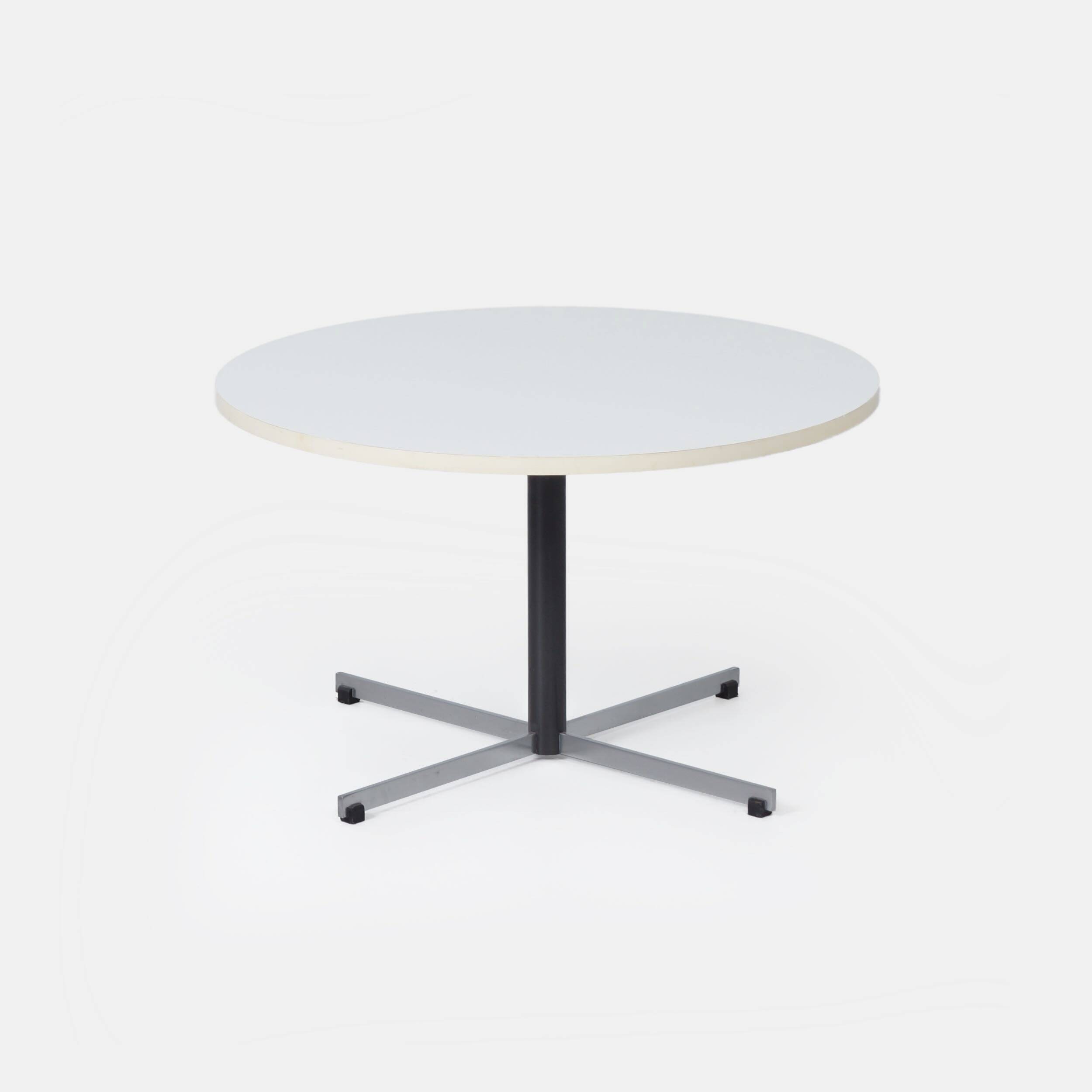 Round model 3696 coffee table by Gispen, 1970s – white melamine top and chrome base