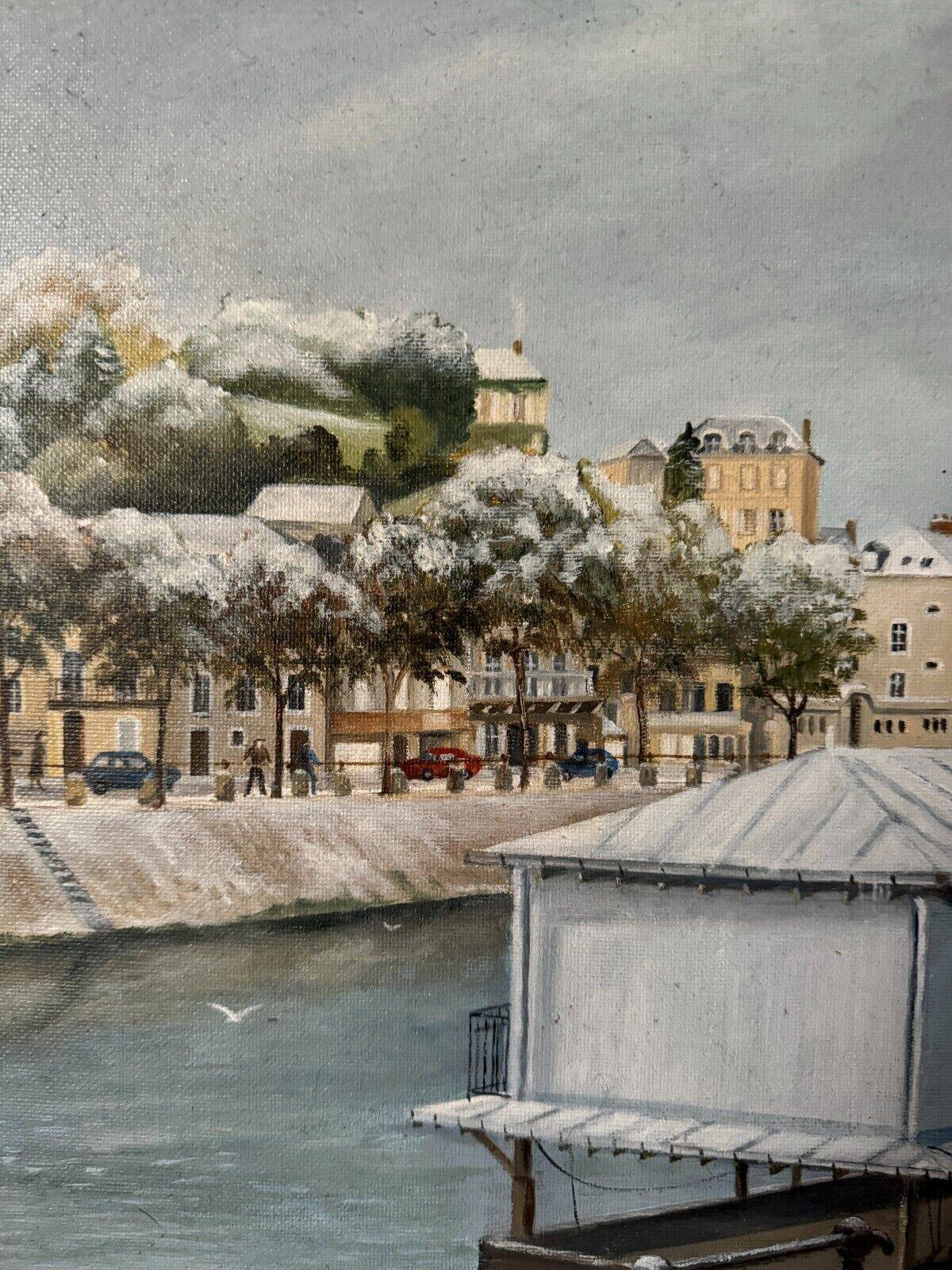 Oil on canvas by Lucien Cormier The Washhouse Boats Nantes 2009